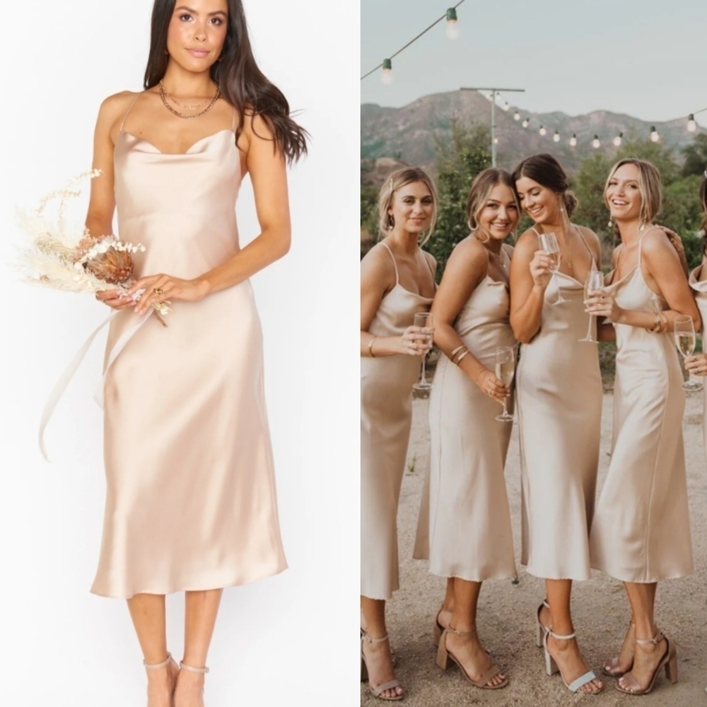 Show Me Your Mumu Verona Cowl Dress Womens Medium Champagne Golden 3 - Picture 16 of 16